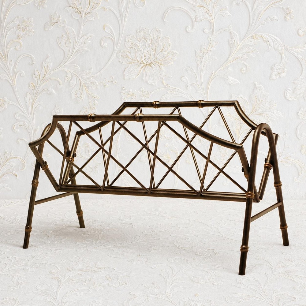 Cindy Crawford Style Trellis Magazine Rack Metal Frame Decorative Organizer NIB